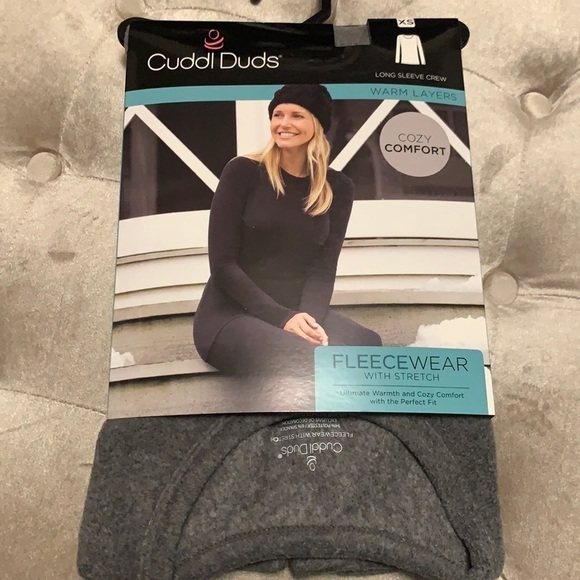 Cuddl Duds gray fleece wear long sleeve crew top - Picture 1 of 7